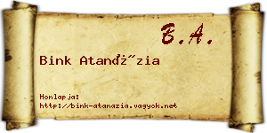 Bink Atanázia névjegykártya